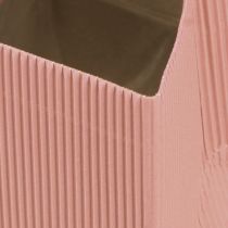 Artikel Bloementas papieren zakje met folie roze zalm 10,5cm 6 st
