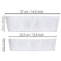 Artikel Ovale metalen kom in wit en zilver, 32,5 cm/37 cm, set van 2.