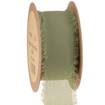 Artikel Chiffon lint olijfgroen stoffen lint franjes B40mm L15m