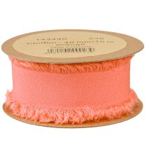 Artikel Chiffon lint oranje pastel stof lint franjes 40mm 15m