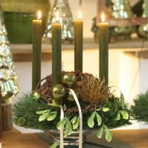 Artikel Kerstboomballen glas glanzend in olijf &amp; zilvergrijs 5 cm 24 stuks
