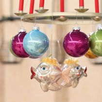 Artikel Kerstboomversiering vis, decoratieve hangers, kerstversiering, echt glas H9.5cm 2st