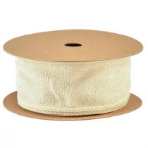 Artikel Decoratief lint, fluwelen lint, sierlint, beige, 50 mm breed, 8 m lang