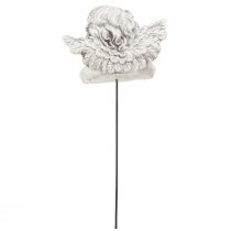 Artikel Decoratieve engel op stok decoratieve grafdecoratie grijs wit H6,5cm 3 stuks