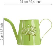 Artikel Decoratieve metalen gieter, met paardenbloemmotief, groen, 12 cm hoog, 2 stuks, decoratieve vaas, shabby chic