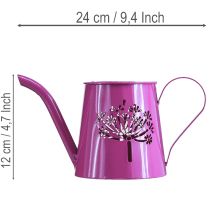 Artikel Decoratieve gieter, paars metaal, boho-design, paardenbloemmotief, 12 cm hoog, 2 stuks