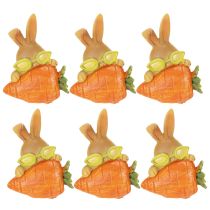 Artikel Set van 3 Paashazen Decoratiefiguren met Wortel – Polyresin – 6 cm