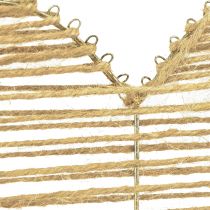 Artikel Decoratief hart jute naturel voor kerstversiering om op te hangen 20cm 4 st