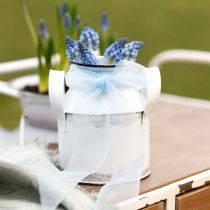 Artikel Decoratieve kan met handgrepen metaal wit, zwart H13cm 2st