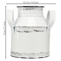 Artikel Decoratieve metalen kan met handvatten, wit en zwart, 13 cm hoog, 2 stuks