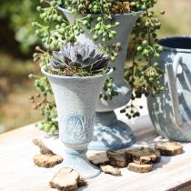 Artikel Decoratieve Kelk Metaal Antiek in Wit Blauw Ø11cm H17.5cm