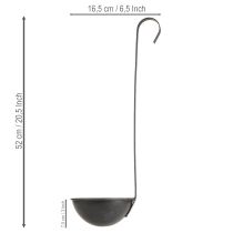 Artikel Decoratieve troffelbloempot, antraciet, hangend, Ø16,5 cm, 2 stuks
