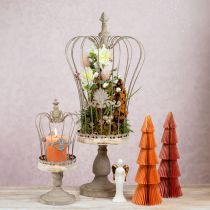 Artikel Decoratieve kroon op voet vintage metalen decoratie grijs 34/66cm set van 2 stuks