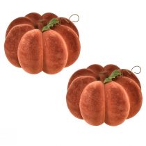 Artikel Decoratieve pompoen geflockt - herfst tafeldecoratie in krachtig roodbruin 20cm 2st