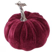 Artikel Decoratieve pompoenen geflockt bordeaux roze Ø13cm H11,5cm 3 st