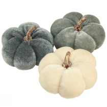 Artikel Decoratieve Pompoenen Stof Fluweelachtig Crème Grijs Herfst Ø7cm 9 st