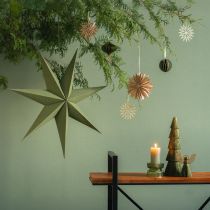 Artikel Decoratieve lamp papieren ster om op te hangen jute groen 75x20cm