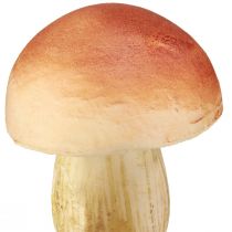 Artikel Decoratieve paddestoelen op stokjes klein en groot bruin H10/11,5cm 8 stuks