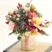 Artikel Decoratieve Protea kunstbloemen rood-oranje 34cm 3st