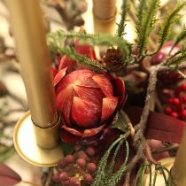 Artikel Decoratieve Protea kunstbloemen rood-oranje 34cm 3st