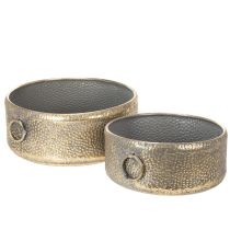 Artikel Decoratieve schaal, antieke uitstraling, metalen plantenbak, goudkleurig, Ø37/31 cm, set van 2
