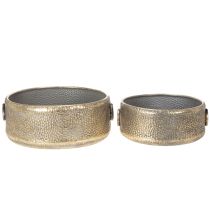 Artikel Decoratieve schaal, antieke uitstraling, metalen plantenbak, goudkleurig, Ø37/31 cm, set van 2