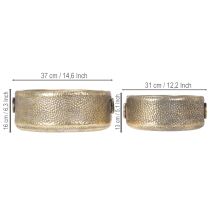 Artikel Decoratieve schaal, antieke uitstraling, metalen plantenbak, goudkleurig, Ø37/31 cm, set van 2