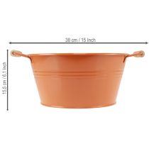 Artikel Decoratieve schaal met handvatten, metaal, oranje-bruin, Ø29 cm, H14,5 cm