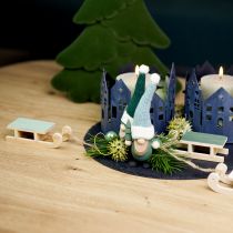 Artikel Decoratief sleehout om op te hangen mintgroen wit 9,5cm 6st