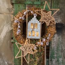 Artikel Decoratieve ster om op te hangen jute ster naturel Ø18cm 4 st