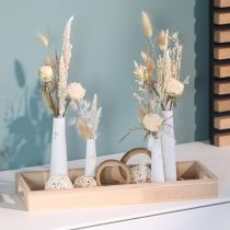 Artikel Decoratief dienblad hout mini vazen keramiek wit goud 35x14cm