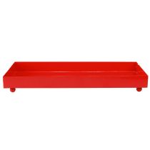 Artikel Decoratief dienblad rechthoekig rood metalen dienblad met pootjes 30×15cm