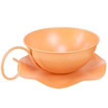 Artikel Decoratieve beker Ø16cm H9cm met metalen plaat, oranje, 2 stuks