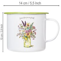 Artikel Decoratieve mok/plantenpot, geëmailleerd, Ø11,5 cm H10 cm