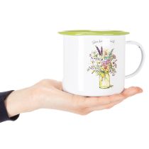 Artikel Decoratieve mok/plantenpot, geëmailleerd, Ø11,5 cm H10 cm