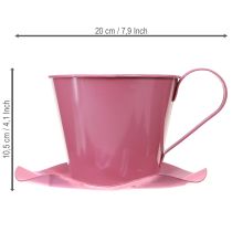 Artikel Decoratieve theekopjes van metaal met schoteltje, roze, Ø12 cm, H10 cm, 8 stuks