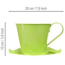 Artikel Decoratieve theekopjes van metaal met schotel, lichtgroen, Ø12 H10cm, 8 stuks
