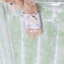 Artikel Decoratieve pot, metalen emmer voor planten, plantenbak met handvatten, roze/groen/geel shabby chic Ø15cm H13cm 3-delige set