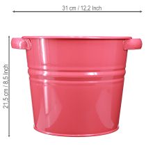 Artikel Decoratieve pot, roze metalen bloempot met handvatten, 31x26x21,5 cm
