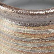 Artikel Decoratieve keramische plantenpot, metallic bruin/grijs, 10,5 x 10 cm, 2 stuks