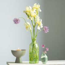 Artikel Decoratieve vaas glas bloemenvaas geelgroen patroon Ø10cm H25cm