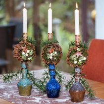 Artikel Decoratieve vaas keramiek blauw groen bruin Ø8cm H18,5cm 3st