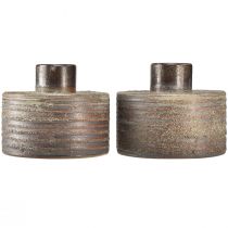 Artikel Decoratieve vaas keramiek keramische vaas bruin blauw grijs 12x10,5cm 2st