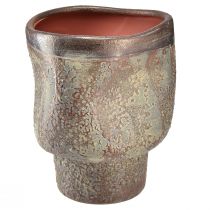 Artikel Decoratieve vaas keramiek plantenbak metallic bruin grijs blauw 16,5×20,5cm