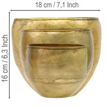 Artikel Decoratieve vazen van metaal met messinglook, Ø18/15/12,5 cm, set van 3