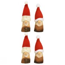 Artikel Decoratieve kabouter houten kerstkabouter met hoed rood naturel 10/12cm 4st