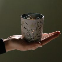 Artikel Decoratieve glazen lantaarn met bladmotief voor stijlvolle woonaccessoires, 8 cm, 4 stuks