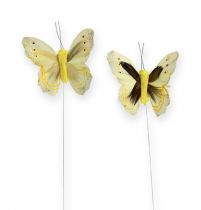 Artikel Decoratieve vlinder op draad geel 8cm 12st