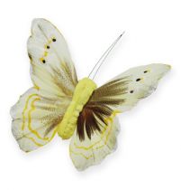 Artikel Decoratieve vlinder op draad geel 8cm 12st