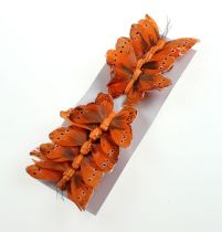 Artikel Decoratieve vlinder op draad oranje 8cm 12st